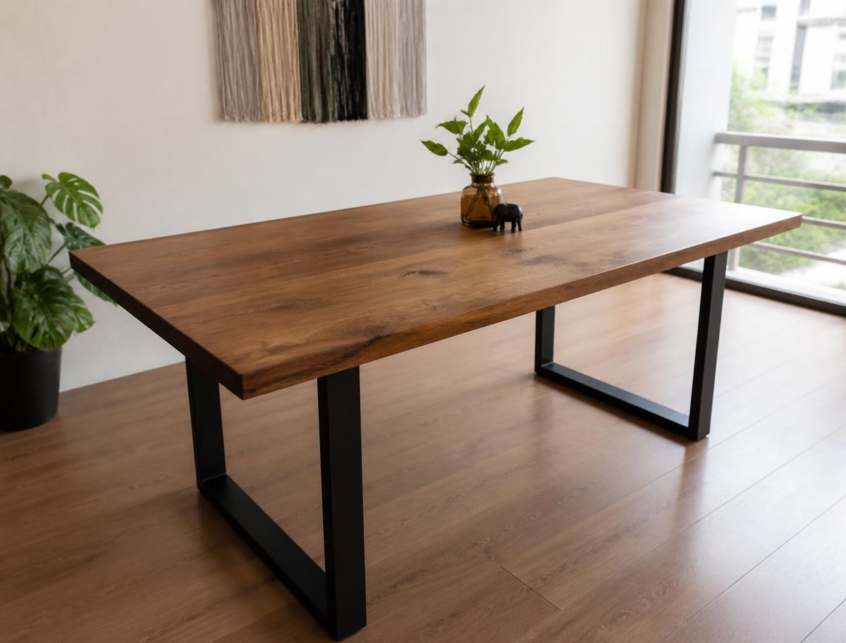Mesa de Comedor Industrial · Hierro + Madera, ejemplo de mueble terminado comercializable